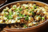 Arroz com carne de sol (Rice dish with dried meat and cheese, Brazil)