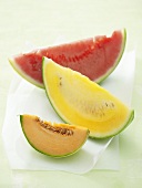 Three slices of melon