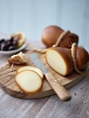 Smoked Scamorza with olives