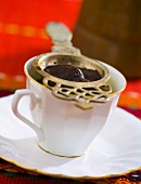 Turkish coffee with coffee strainer