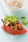 Peppers stuffed with minced turkey
