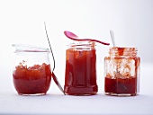 Various types of strawberry jam