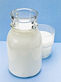 Bottle of milk and glass of milk