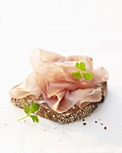 Raw ham on wholemeal bread