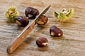 Chestnuts with knife