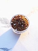 Supari (spice mixture) in a small glass dish