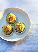 Sweetcorn and cucumber appetisers