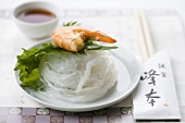 Rice noodles with shiso leaf and prawn