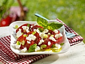 Marinated tomatoes with sheep's cheese