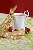 Cup of coffee and biscotti