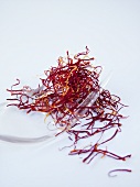 Saffron threads with plastic fork