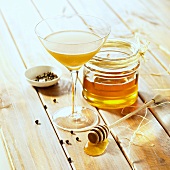 Drink made with brandy, honey and green peppercorns