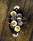 Grilled onion skewers