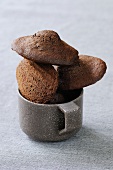 Chocolate madeleines in a cup