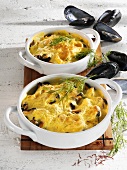 Mussel gratin with dill