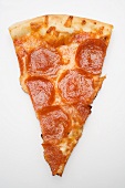A slice of pepperoni pizza (overhead view)