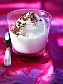 White mousse au chocolat in a glass