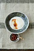 Almond soup with chorizo