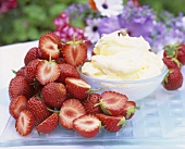 Whipped cream with strawberries