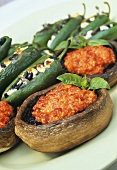 Stuffed mushrooms and peppers