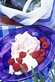 Raspberries with meringue for picnic
