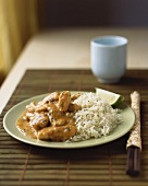 Red chicken curry with rice