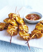 Chicken satay with chilli dip