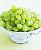 Green grapes in a colander