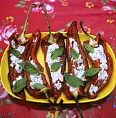 Grilled peppers with herb quark stuffing