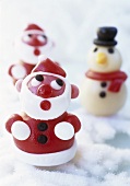 Marzipan Father Christmases and snowman