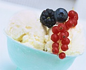 Vanilla ice cream with fresh berries