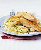 Salmon with tagliatelle and herbs