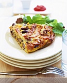 Potato tortilla with turkey ham and red kidney beans
