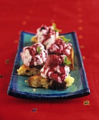 Berry cream on toasted panettone