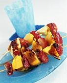 Grilled pineapple, mango and strawberry kebabs