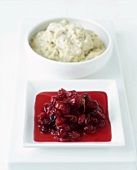 Cranberry and orange sauce and bread sauce with garlic