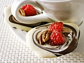 Marbled chocolate rounds with raspberries and pecans