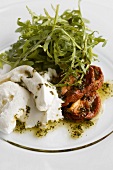 Mozzarella with dried tomatoes and rocket