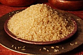 Long-grain rice in a dish