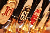 Row of beer pumps in an English pub