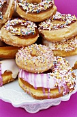 Iced doughnuts with sprinkles