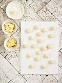 White truffle pralines with dessicated coconut