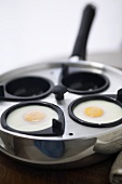 Poached eggs in the pan