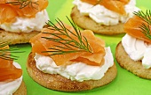 Blinis with sour cream and salmon