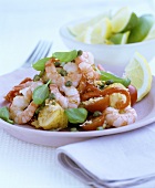 Prawn, potato and tomato salad with capers and basil
