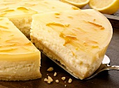 Lemon cheesecake, a piece cut