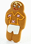 A gingerbread man decorated with icing