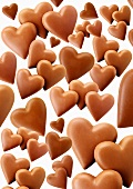 Chocolate hearts, white background