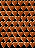 Chocolate hearts, black background