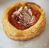 Tomato and onion puff pastry tart